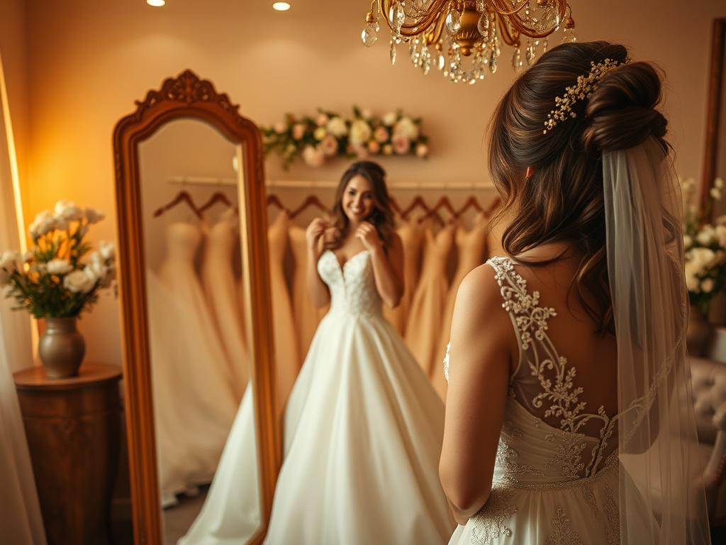 Create a realistic high resolution image of a bride trying