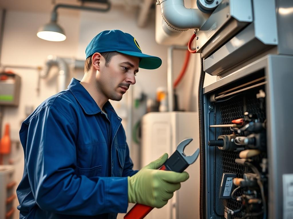 A realistic high resolution of a professional HVAC technician working
