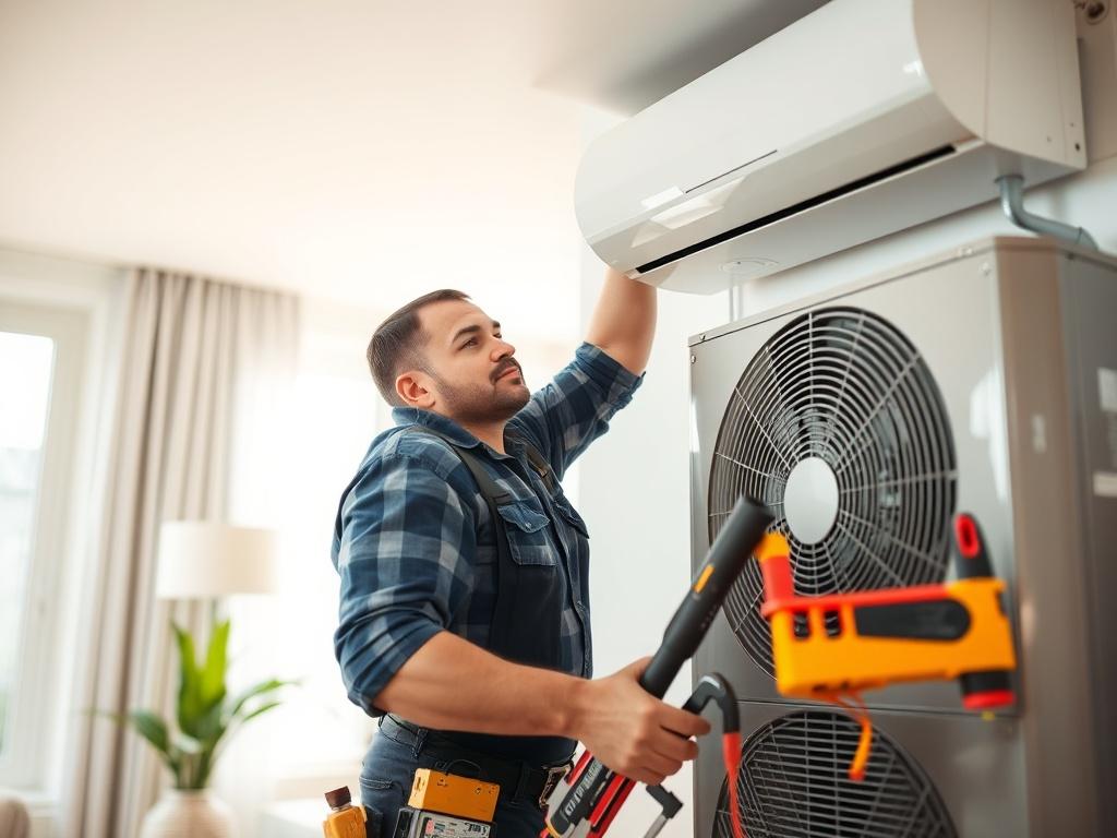 A skilled technician installing an HVAC system in a modern