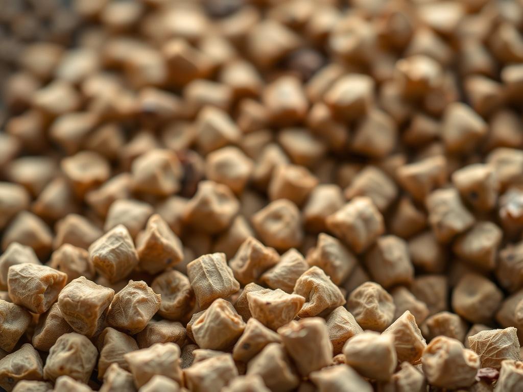 A close-up shot of biomass fuel pellets made from organic materials, showcasing their texture and earthy colors. The background should be softly blurred, focusing on the pellets' natural appearance. Use natural light to emphasize the eco-friendly aspect of the biomass.