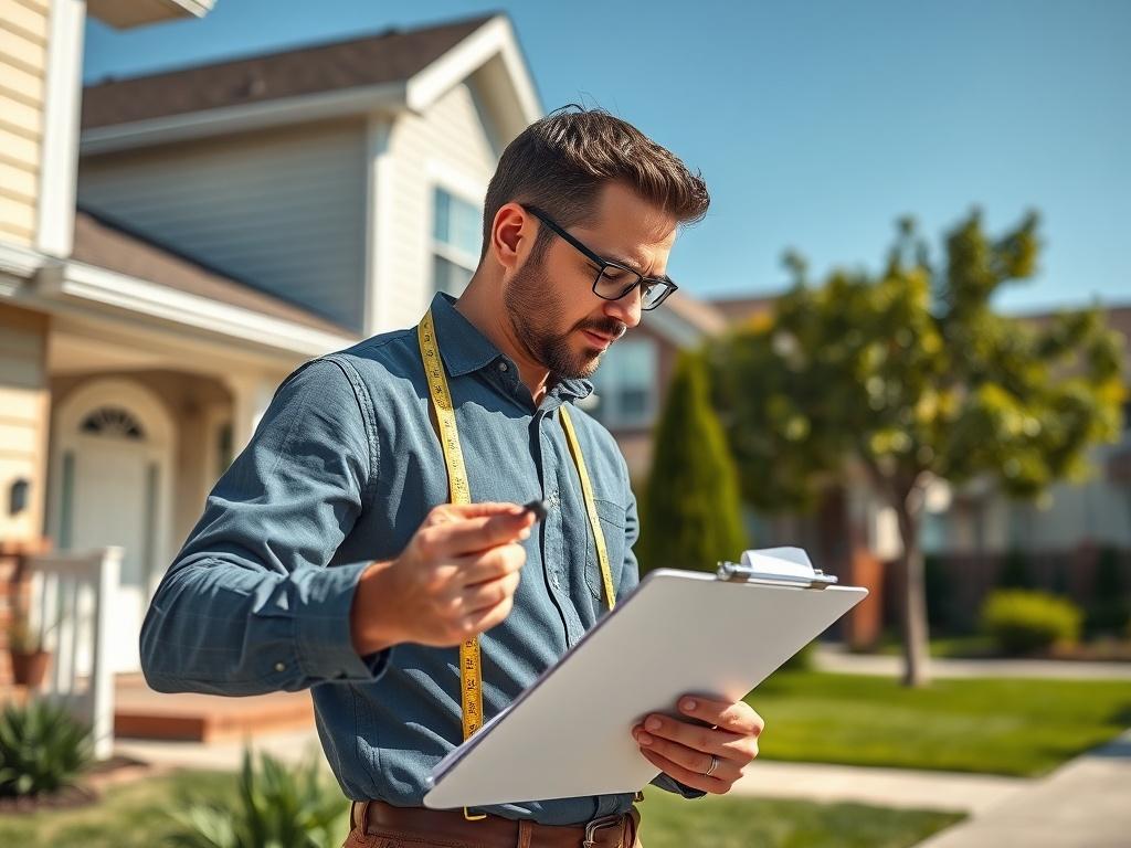 A close up shot of a real estate professional examining