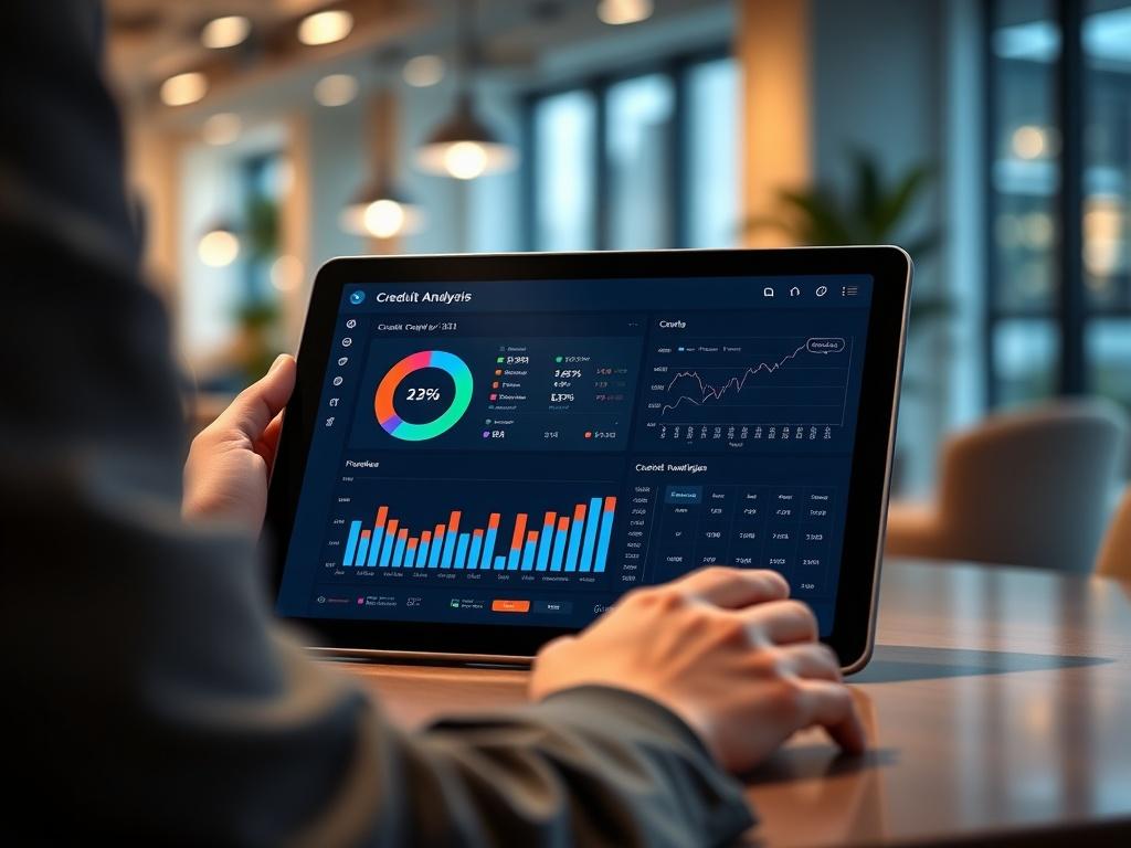 A vibrant close up of an AI driven dashboard on