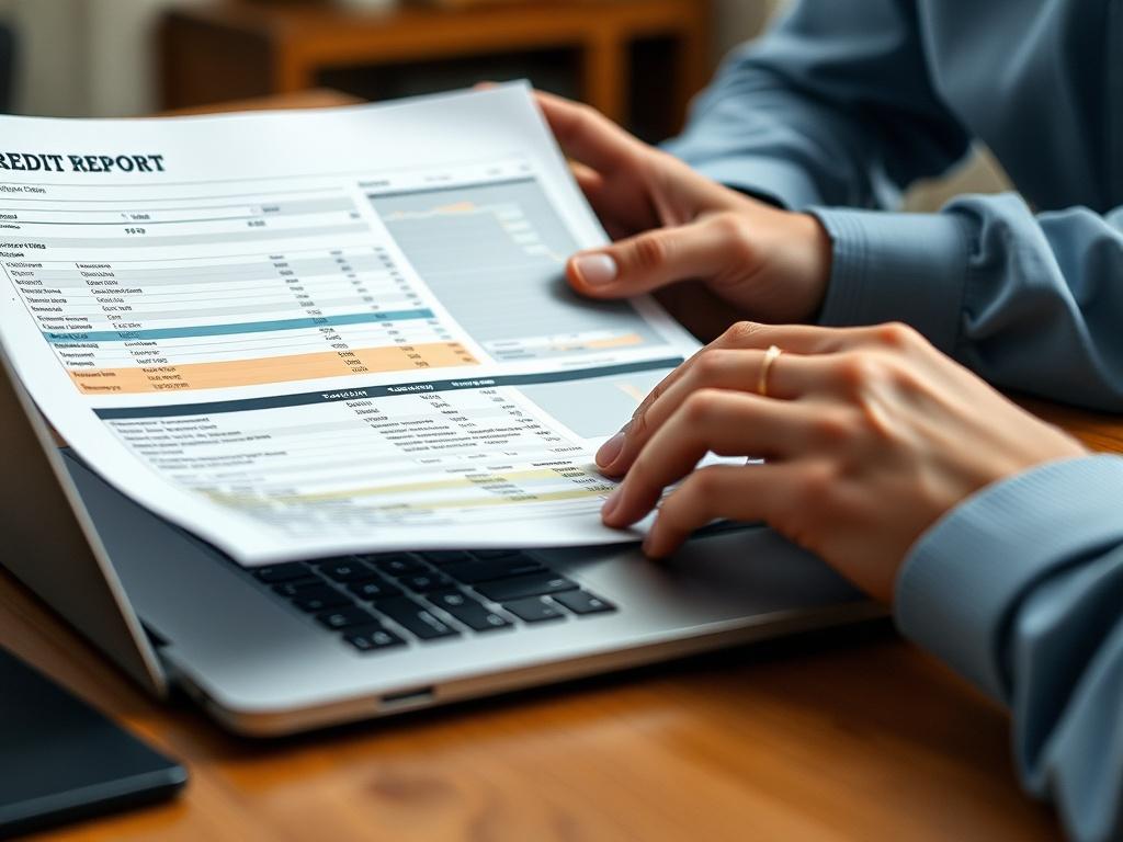 A close up shot of a credit report with highlighted