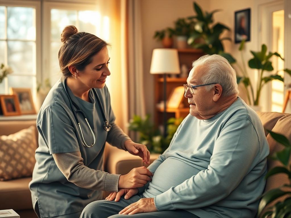 A warm and inviting scene depicting a caring healthcare professional