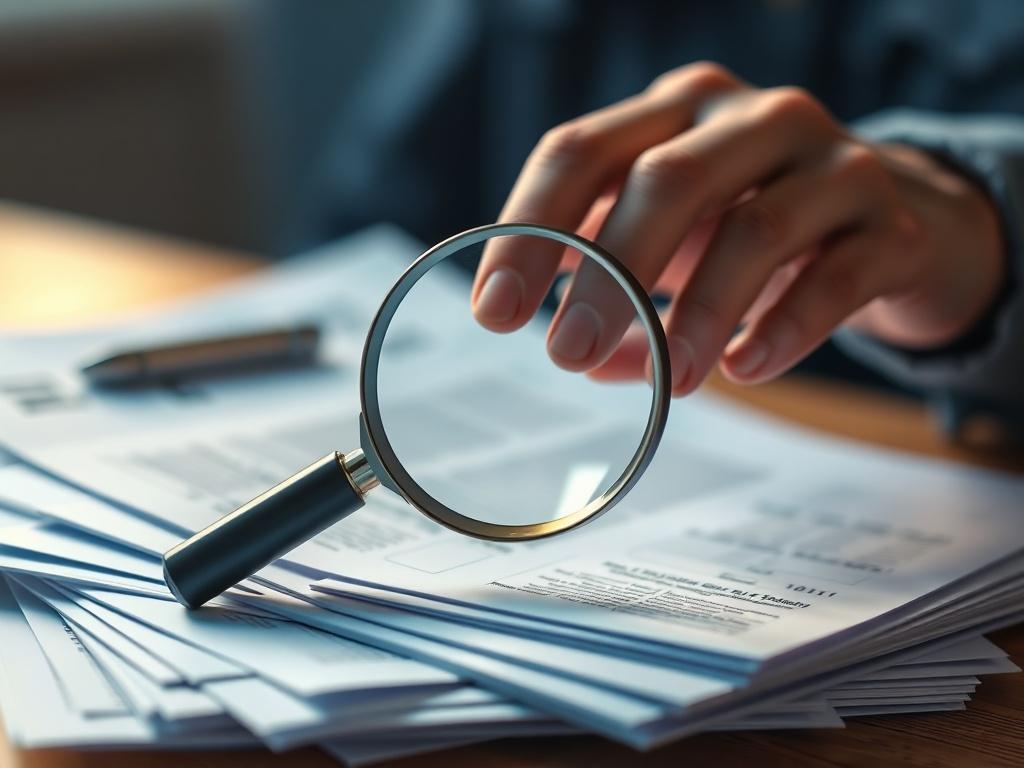 A close up shot of a person holding a magnifying