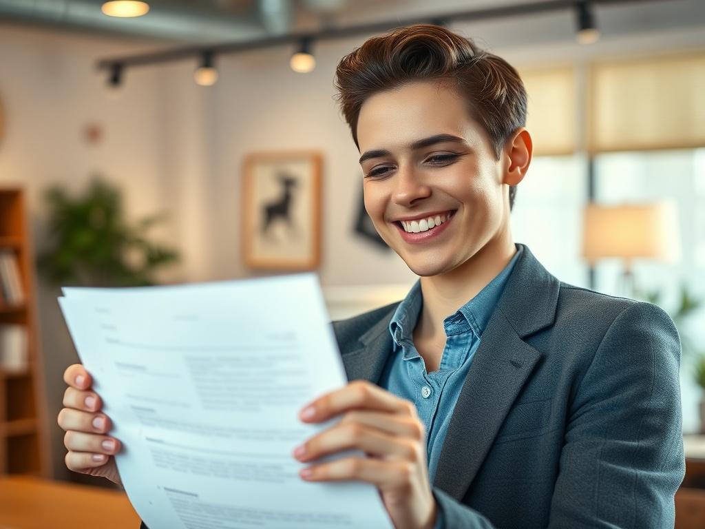 A close up shot of a person holding a document,