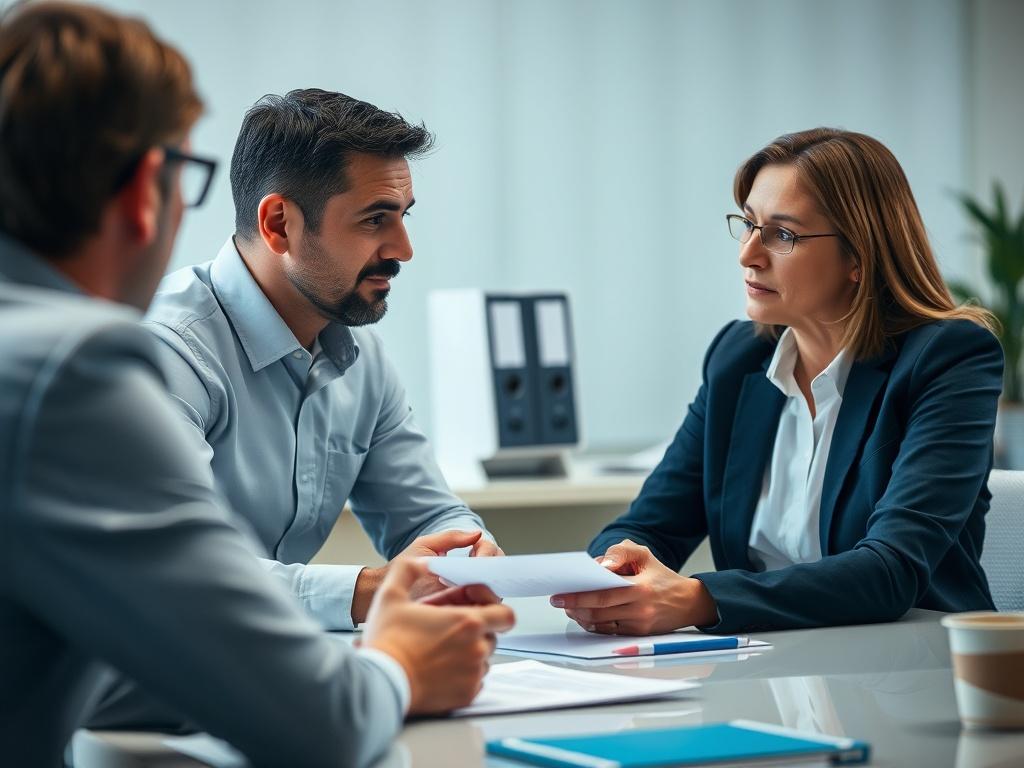 A close up shot of a professional consultant sitting across
