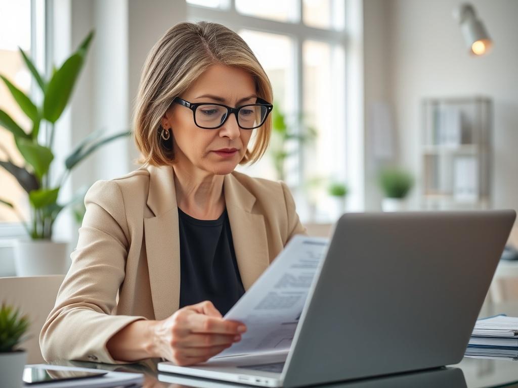 A close up shot of a professional consultant reviewing documents