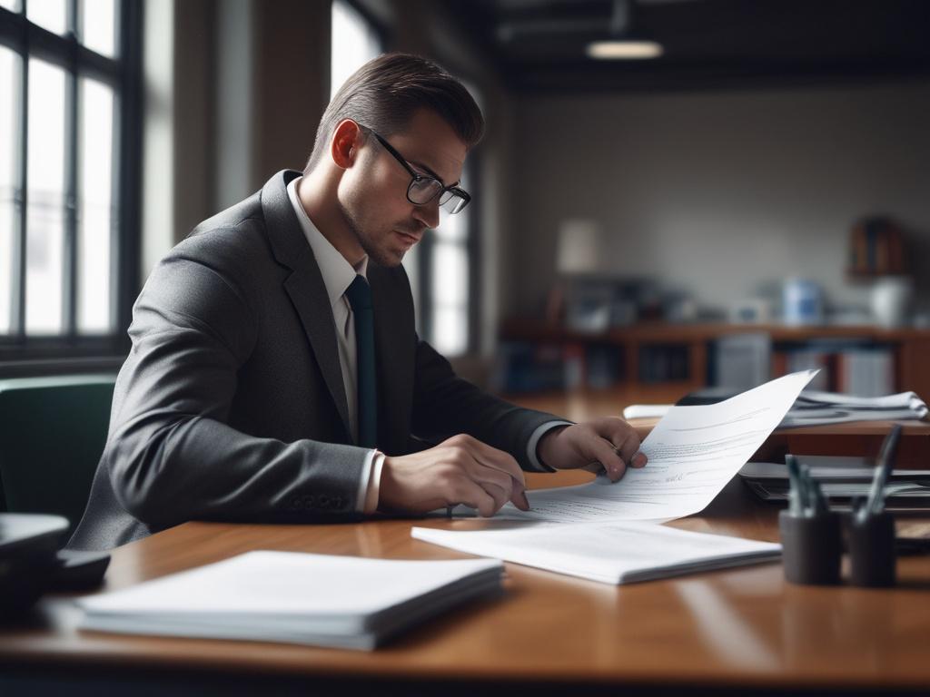 An individual sitting at a desk, filling out a form