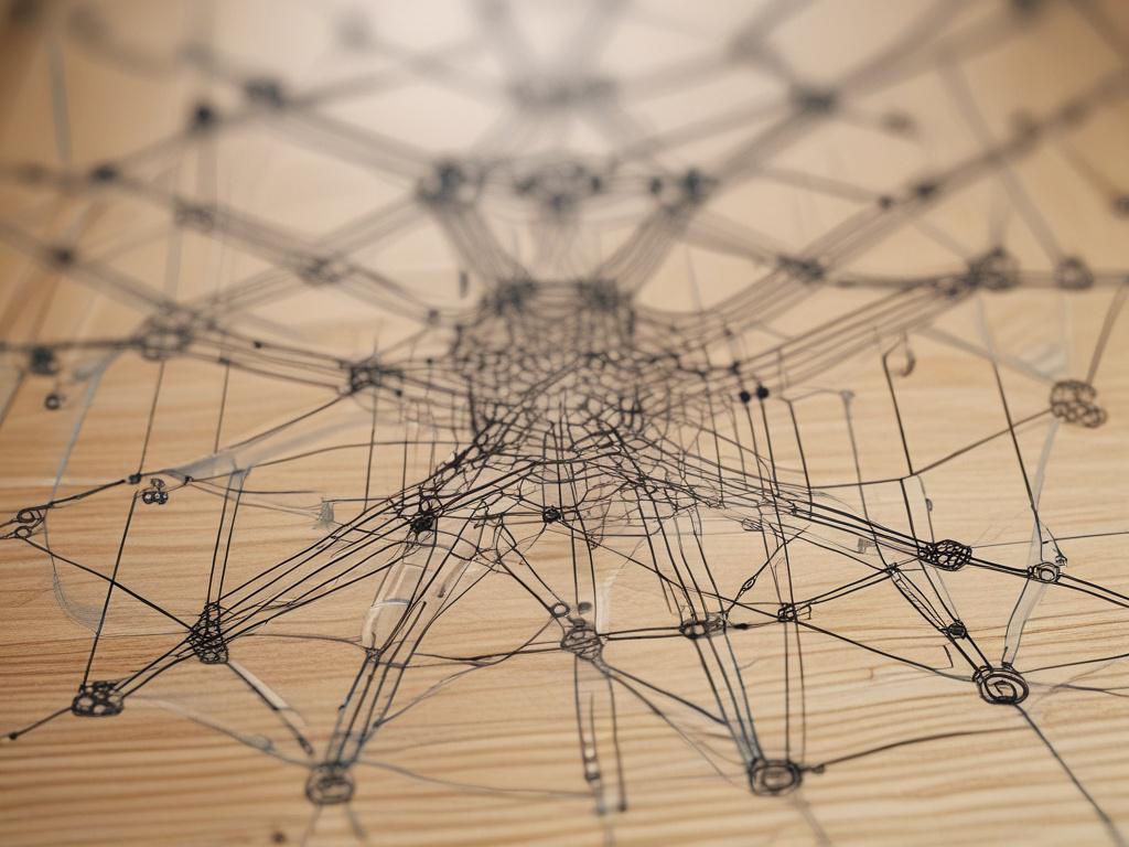 A close up shot of a network design blueprint spread