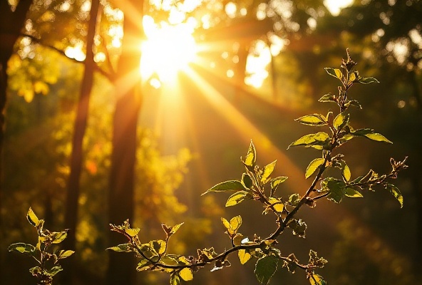 Peaceful nature with warm light