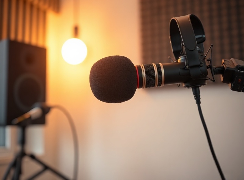 Podcast microphone and headphones