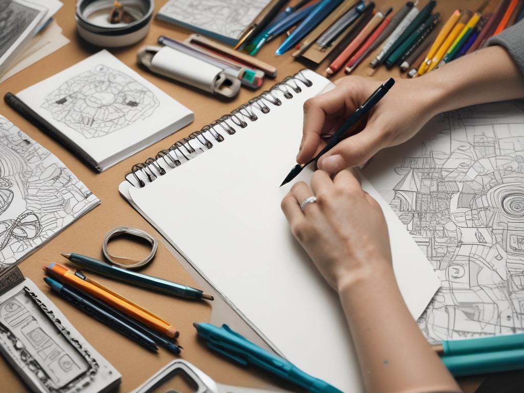 A close up shot of a designer sketching ideas on