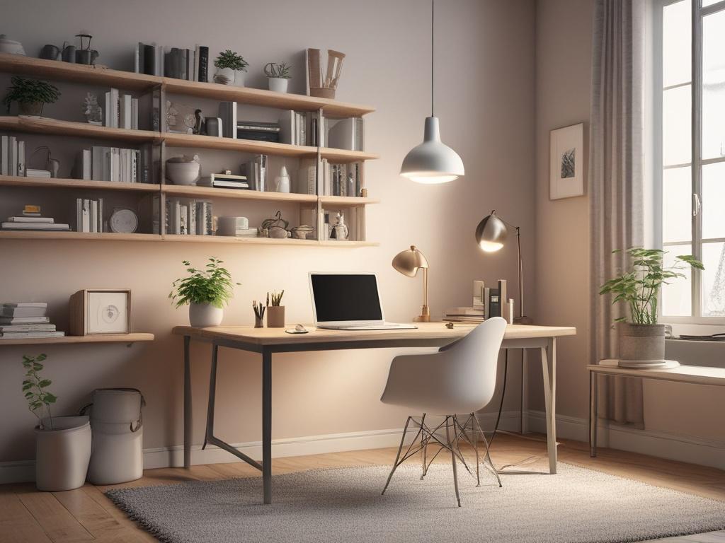 A serene home office setup with a person working on