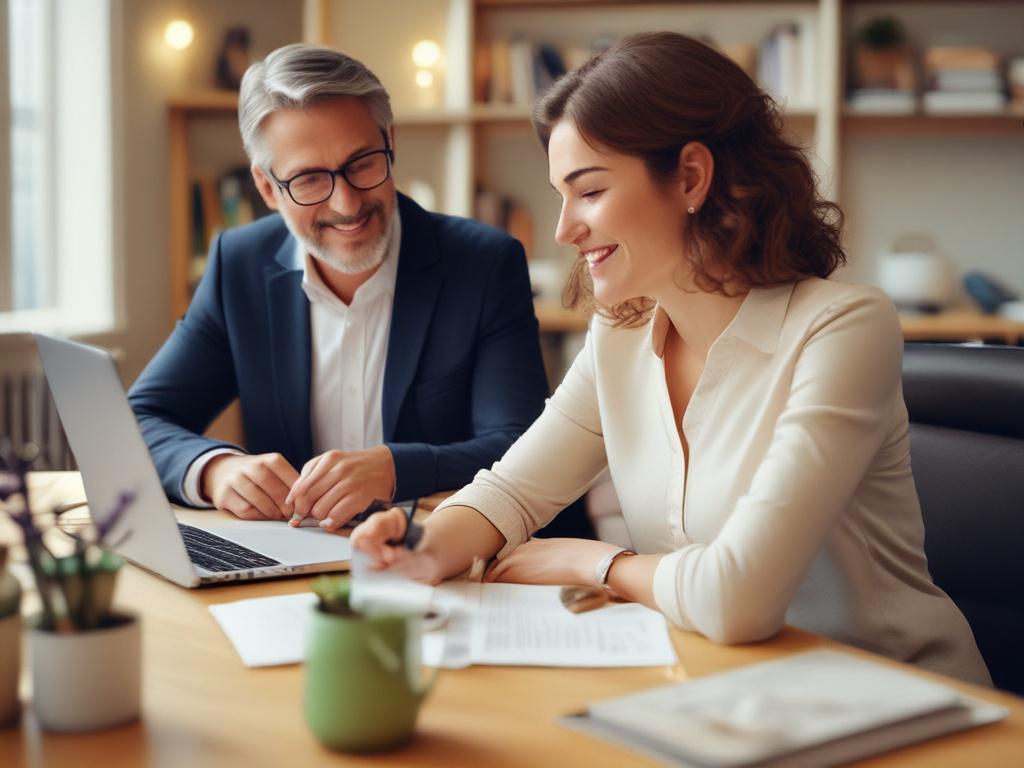 a friendly financial advisor discussing savings strategies with a client