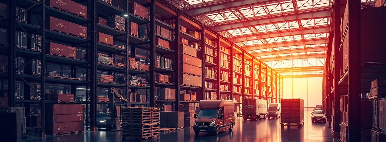 Elegant luxury supply chain and logistics with purple and gold design