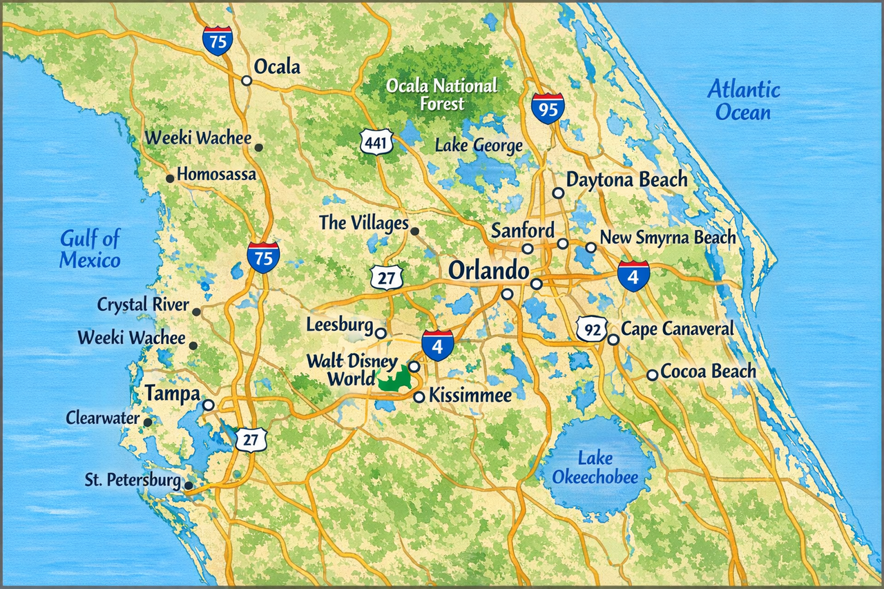 Beautiful residential home in Orlando with landscaping