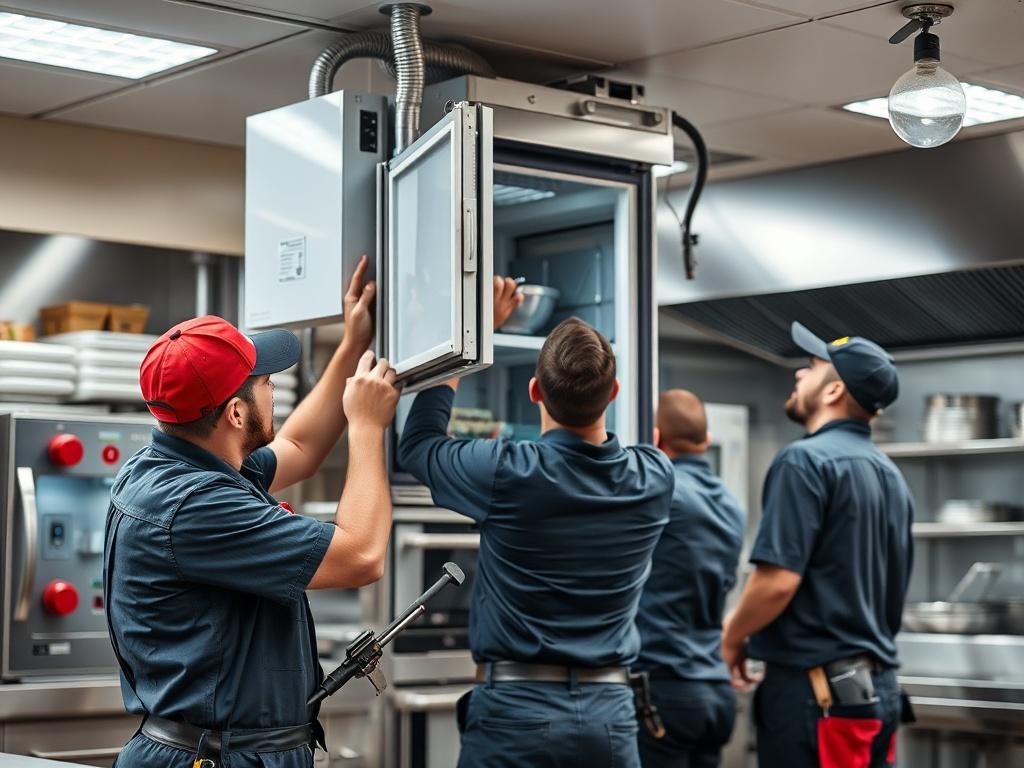 A close up shot of a commercial refrigeration unit being