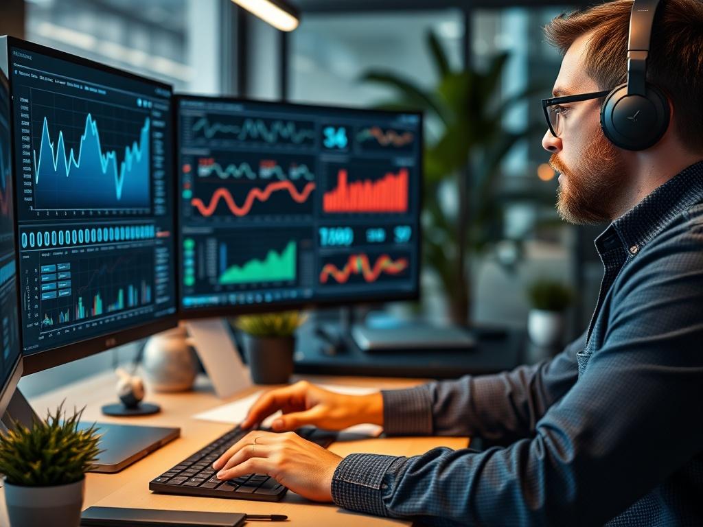 A close up shot of a digital marketing specialist analyzing
