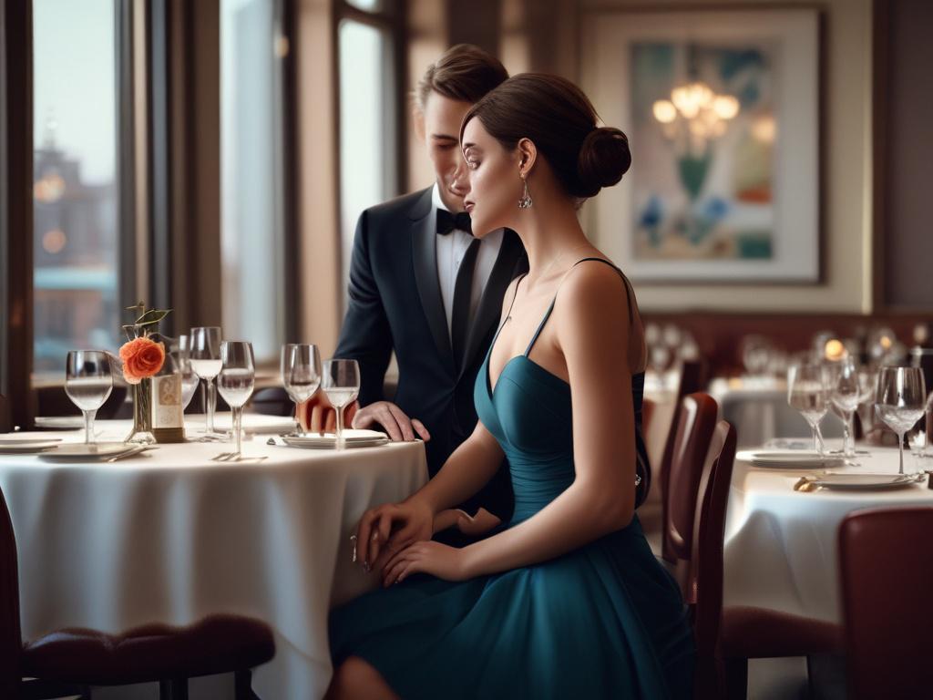 An elegant setting at a classy restaurant, featuring a sophisticated