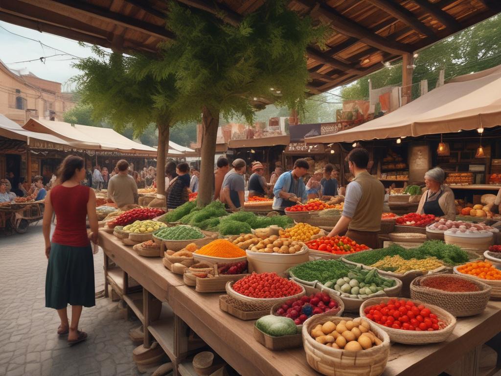 A guided tour in a vibrant market, showcasing local crafts