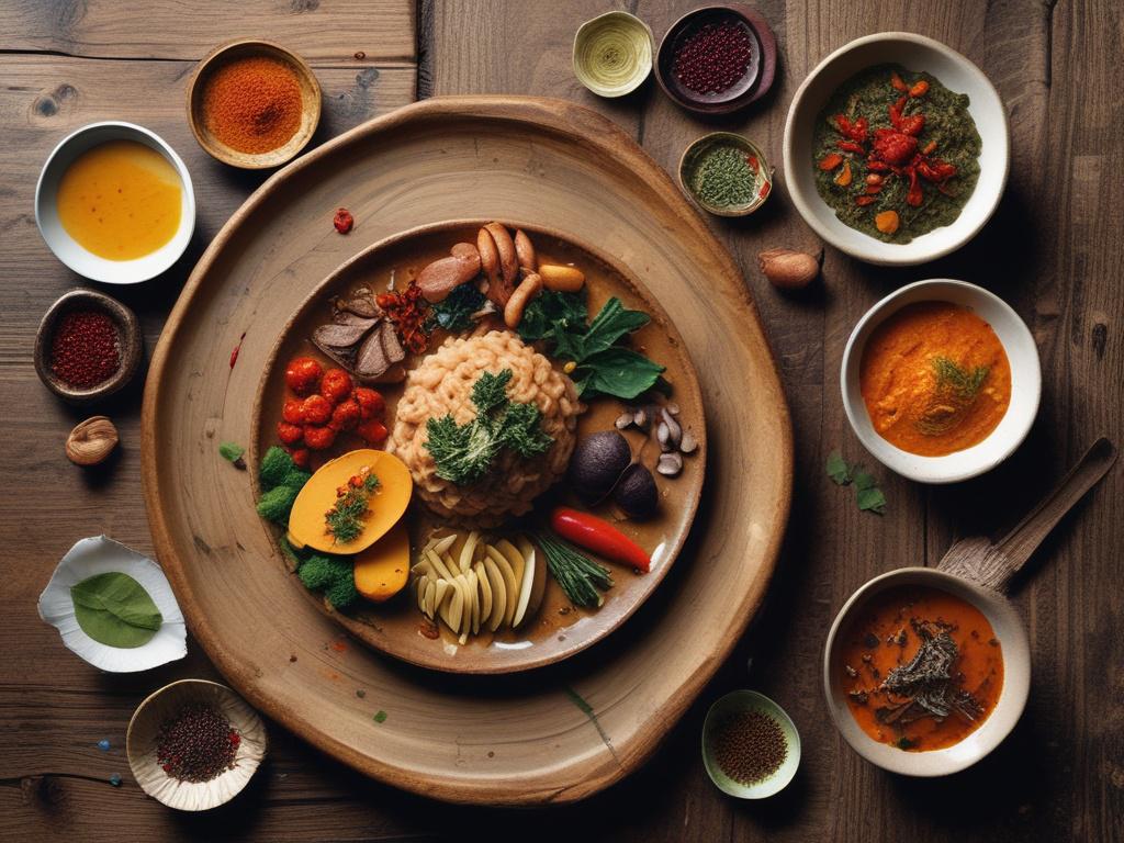 A beautifully arranged plate of traditional Osun dishes with vibrant