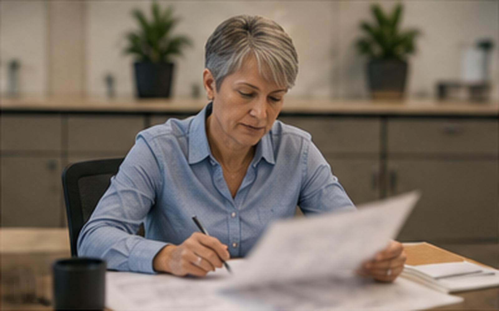 professional reviewing telecom invoices.