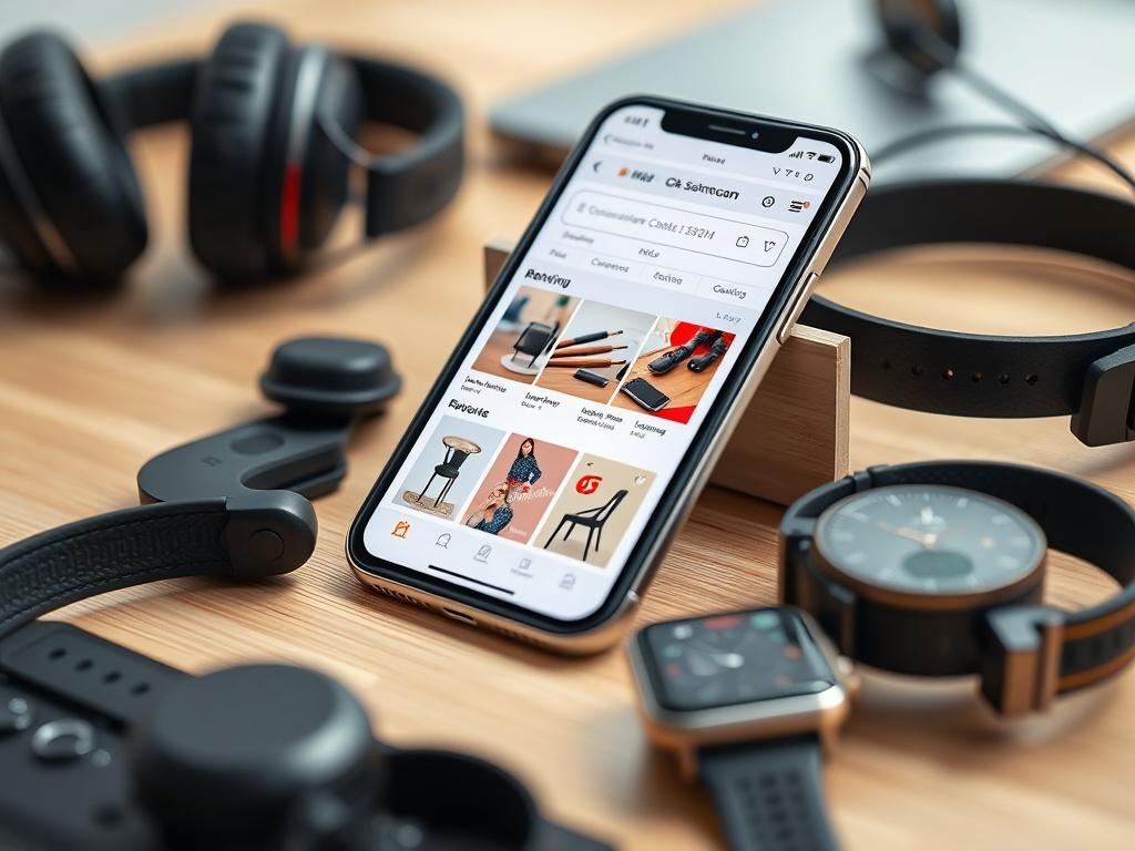 A realistic close up image of a smartphone displaying a