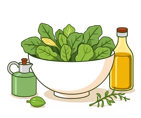 Rezeptentwurf Illustration mit Salatschüssel und Zutaten