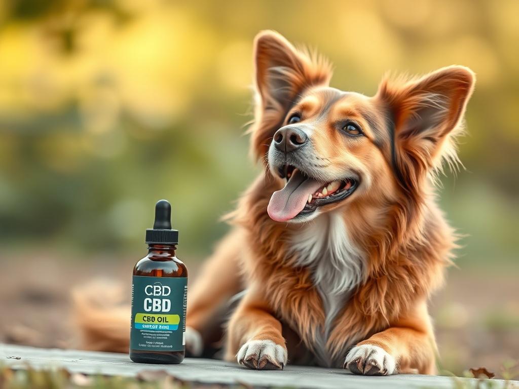 A high resolution image of a happy dog sitting outdoors,