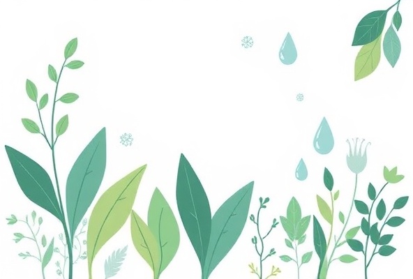 Eco-friendly illustration with leaves and water droplets