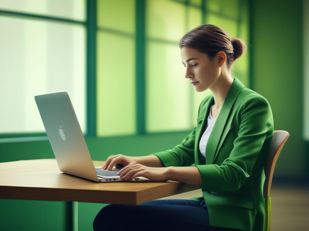 A serene, high resolution image of a confident user engaging
