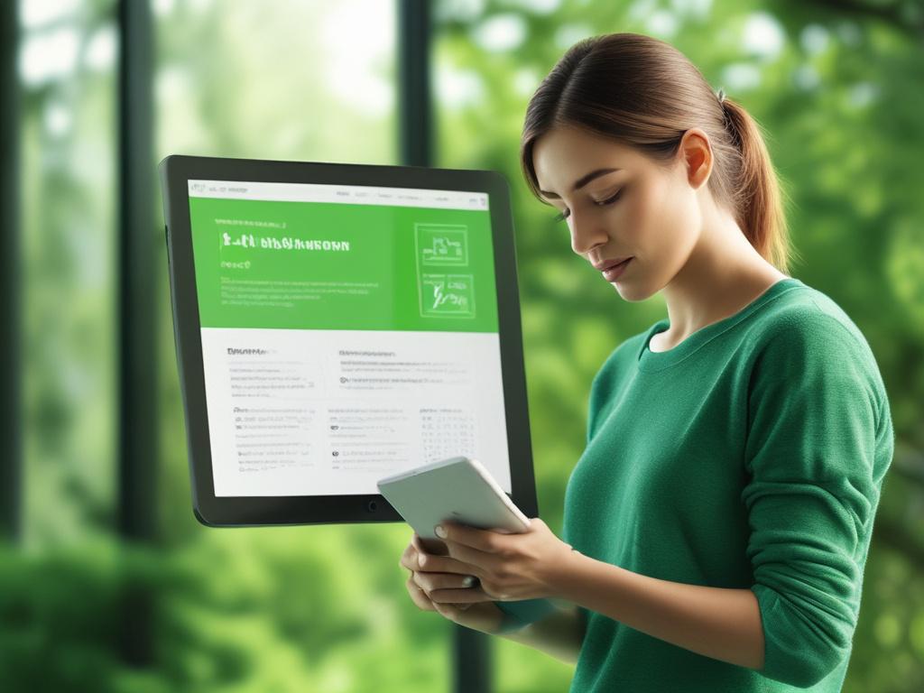 a person reading an FAQ page on a tablet, fresh
