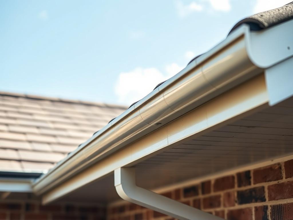 A hyper realistic close up shot of clean gutters on