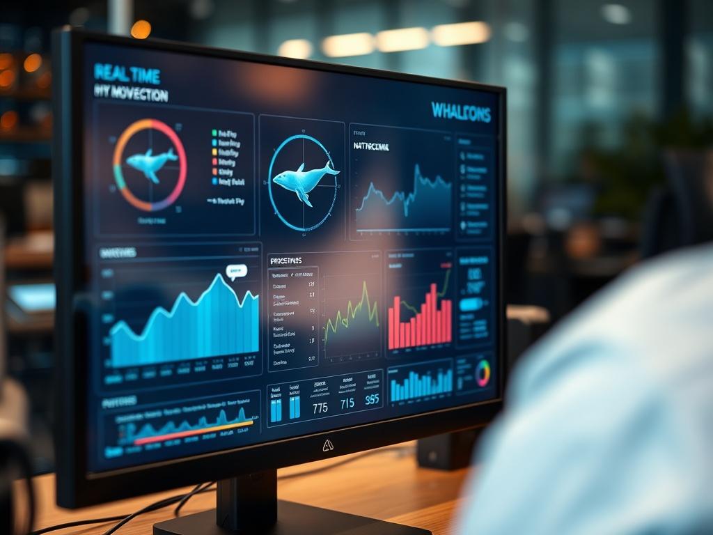 A high resolution image of a digital dashboard displaying whale