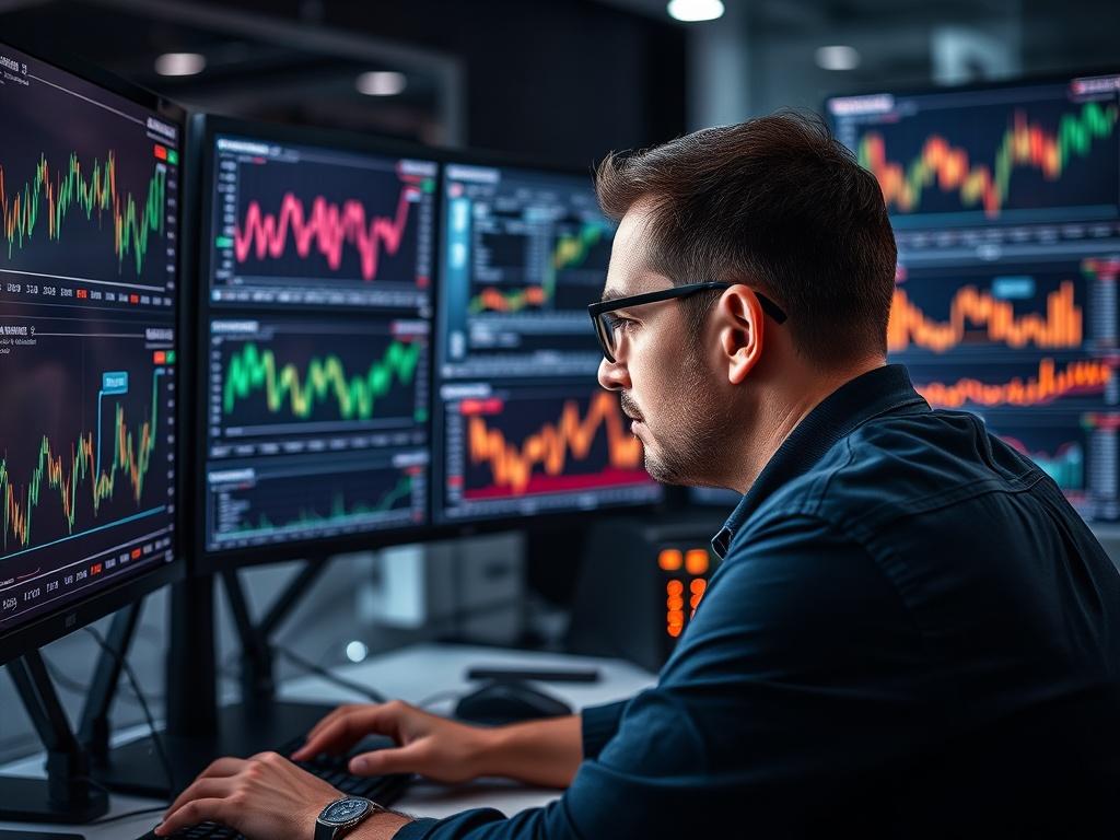 A close up shot of a person analyzing blockchain data