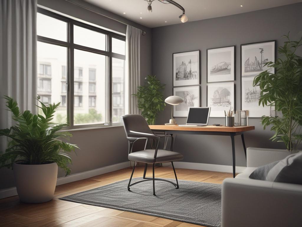 A realistic high resolution of a modern real estate office