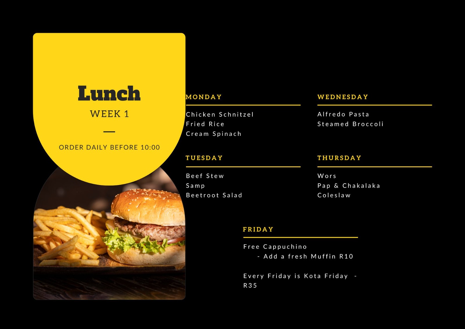 Week 1 Menu