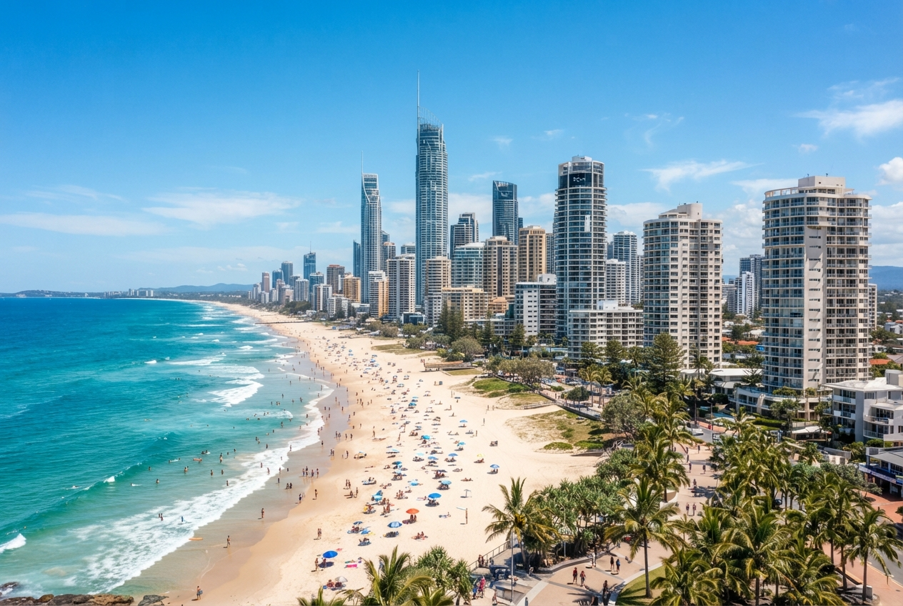 Surfers Paradise beach and coastline