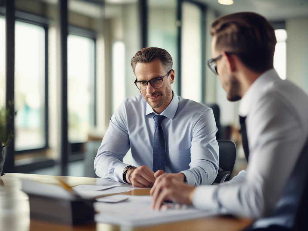 A close up shot of a confident financial advisor discussing
