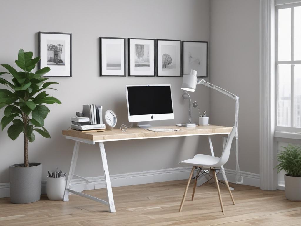 A realistic high resolution depicting a serene workspace environment with