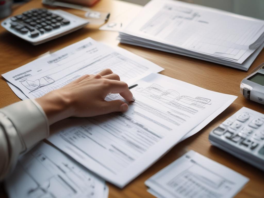 close up of a person reviewing debt management paperwork with