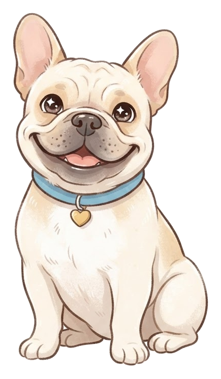 Animated happy French Bulldog