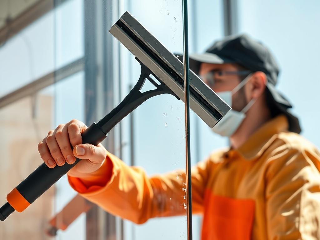 A close up shot of a professional cleaner using a