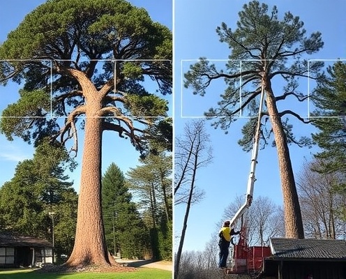 Large tree removal project with professional crew