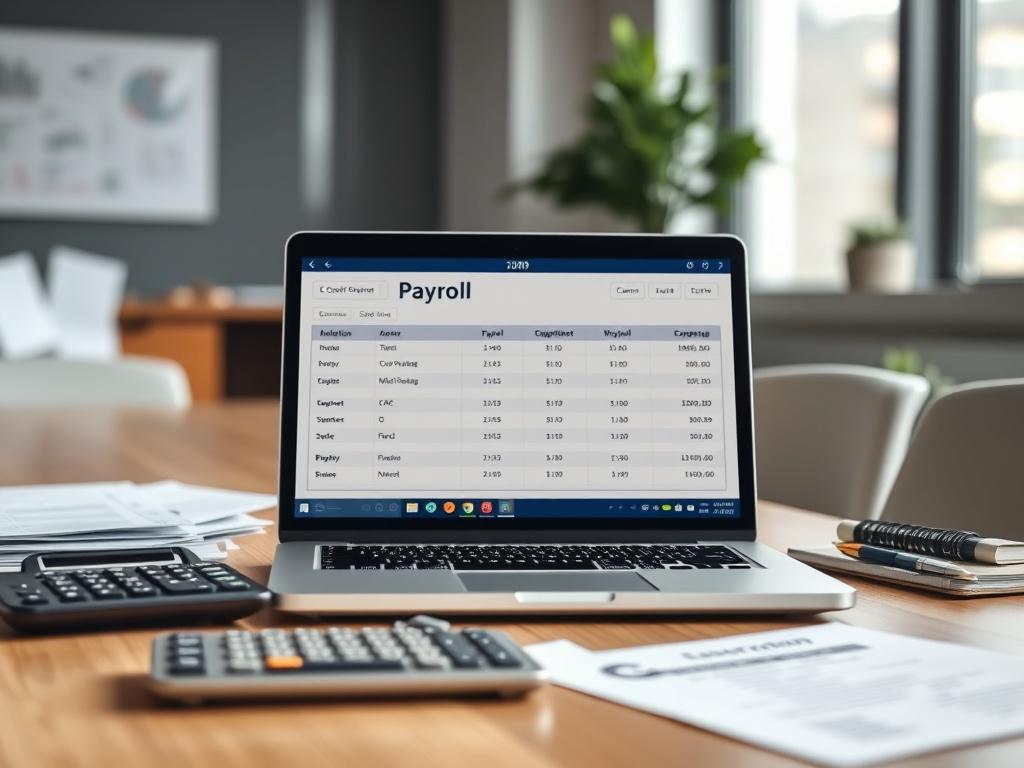 A close up shot of a modern office desk with