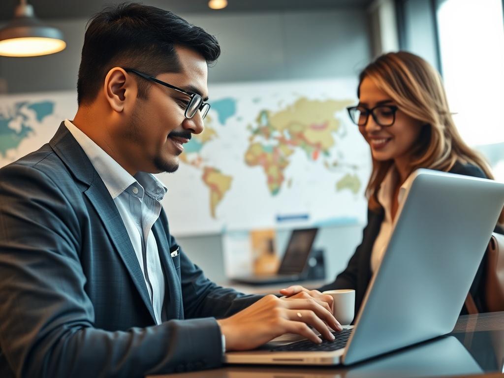 A high resolution close up shot of a travel agent