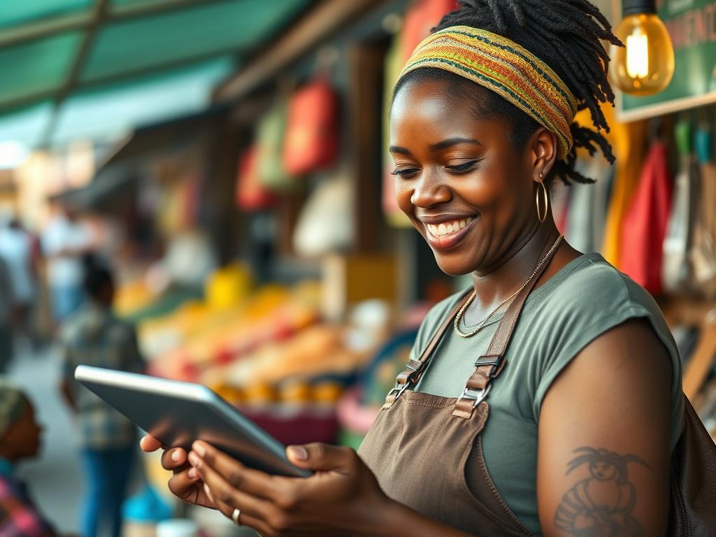 A close up shot of a busy Jamaican small business