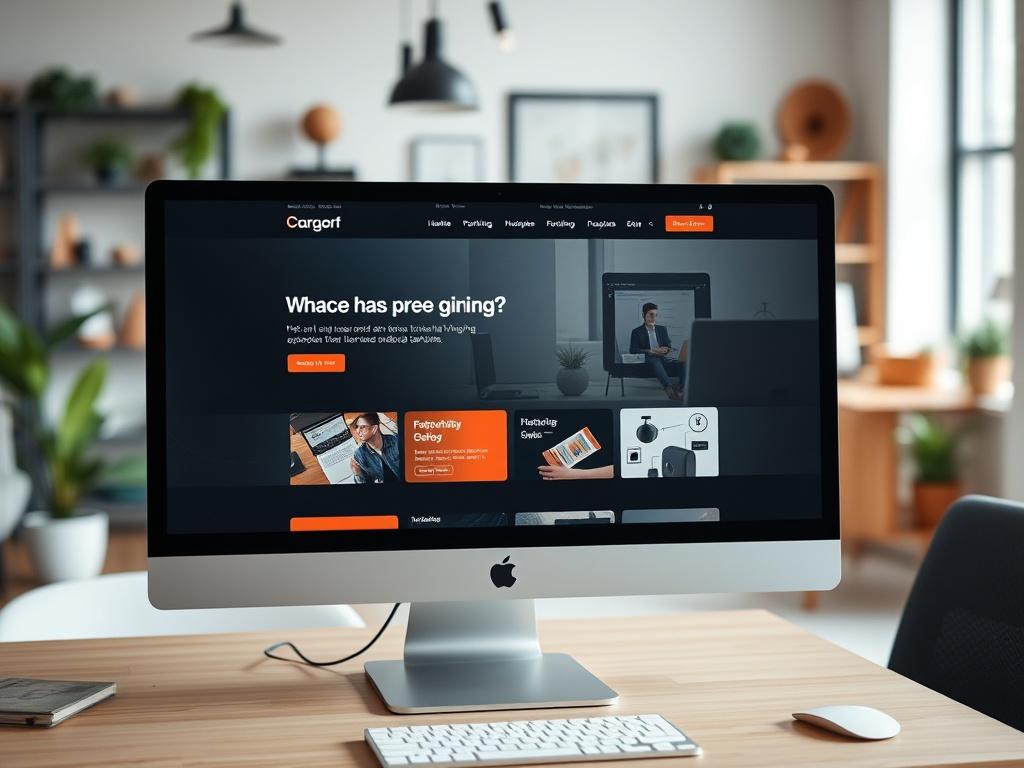 A sleek, modern website displayed on a computer screen, showcasing