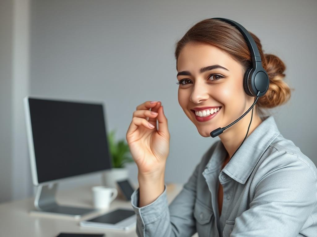 A friendly virtual assistant answering a phone call in a